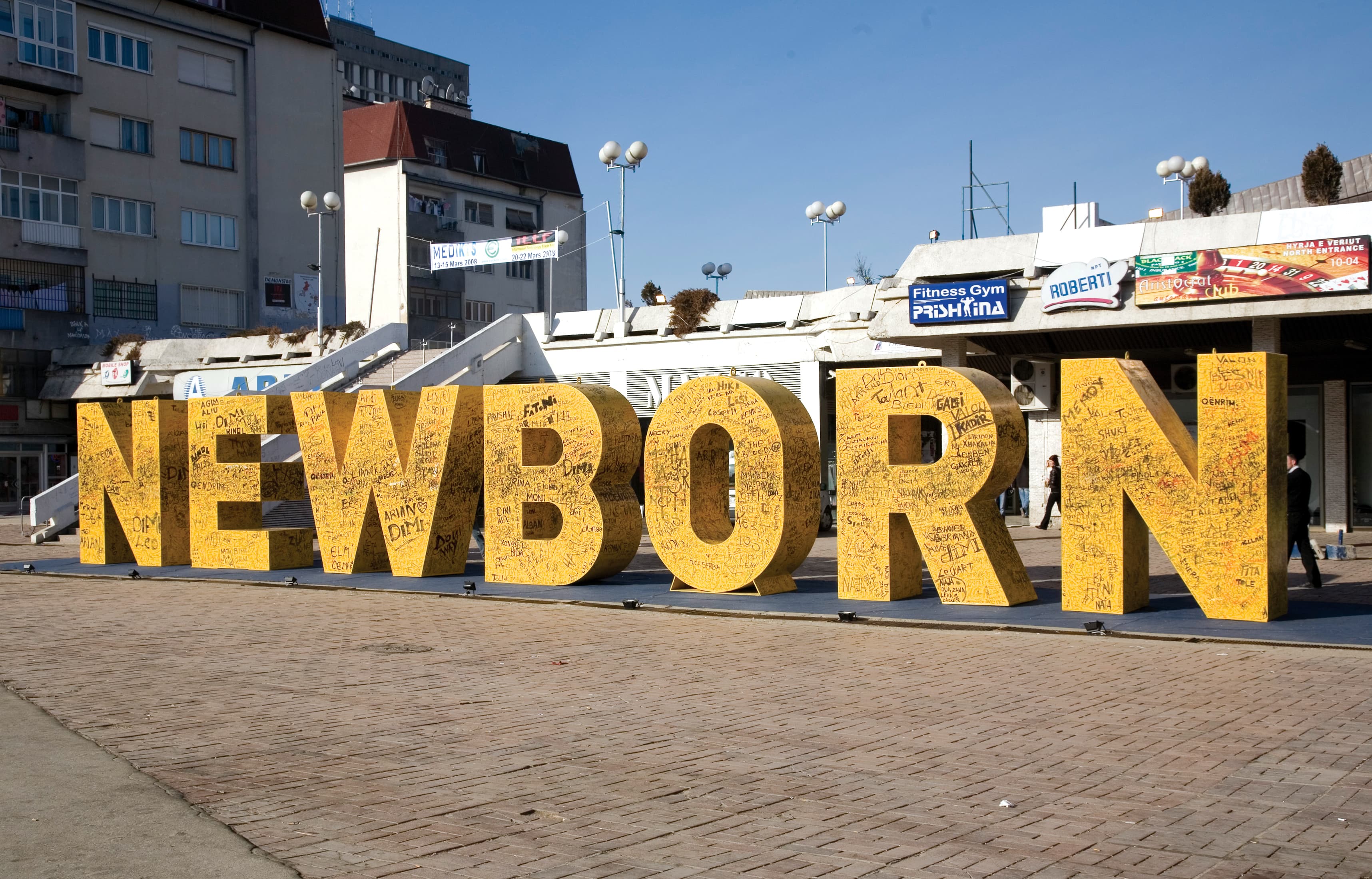 The NEWBORN monument in Prishtina